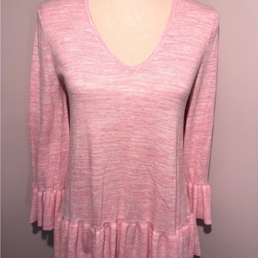 Lily Pulitzer pink peplum sweater women’s small with bell sleeves